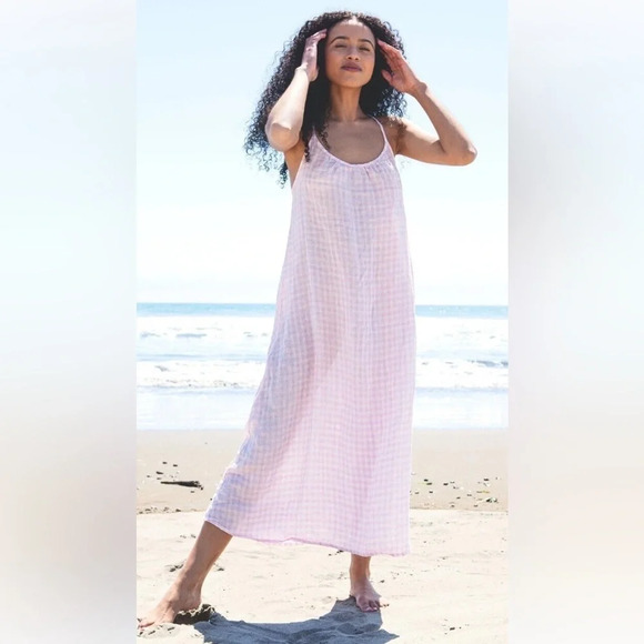 Cp Shades Taylor Dress Pink Gingham Maxi - Picture 1 of 11